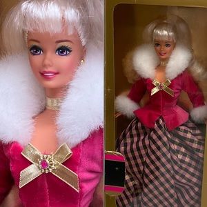 MATTEL x AVON Winter Rhapsody Barbie 2nd in Series Sealed NIB Pink & Plaid Pink